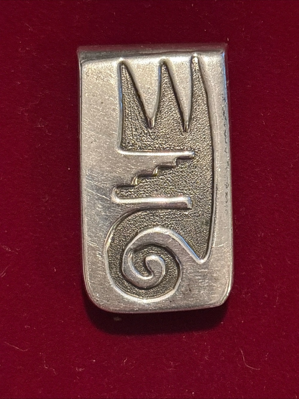 Sterling Silver Tribal Design Money Clip - author G.Nelson, signed